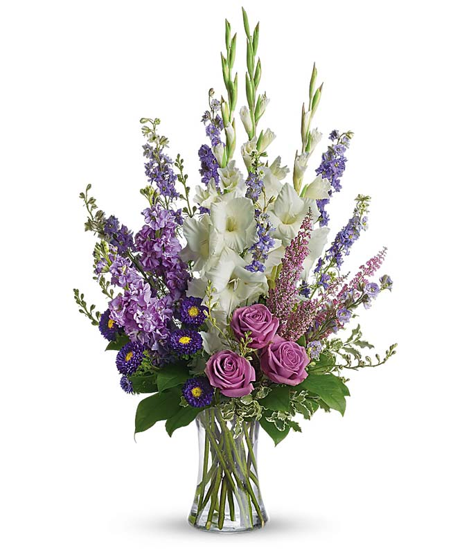 Types of flowers for funeral service delivery purple funeral flower arrangement