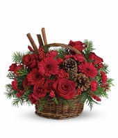 Berries and Spice Holiday Basket Bouquet