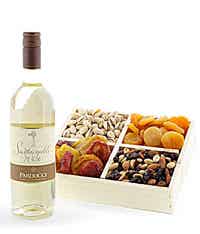 Wine and dried fruit gift basket