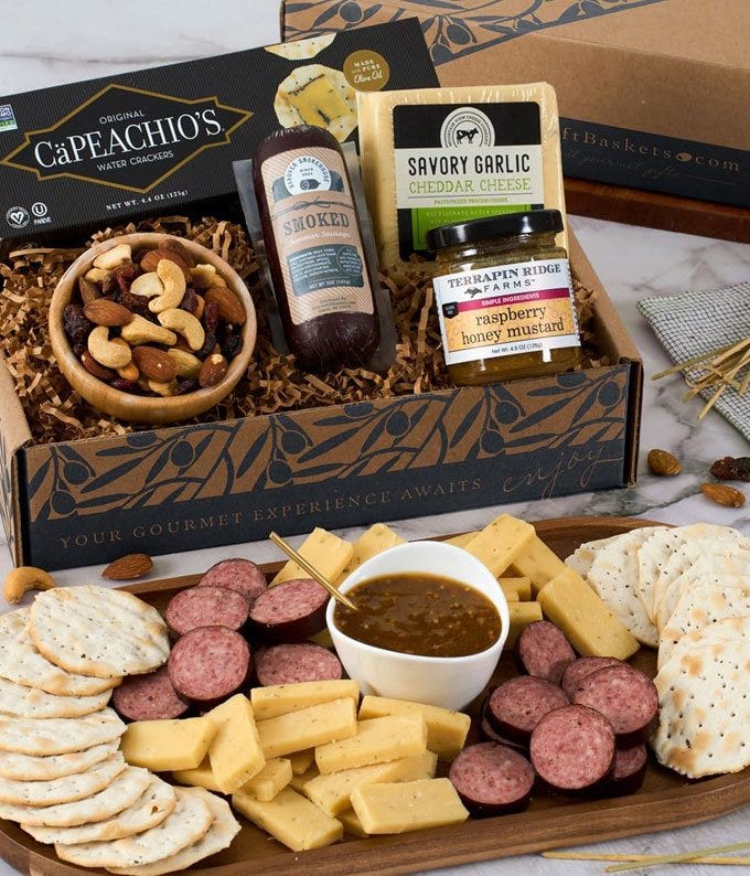 Sausage, Cheese and Crackers Basket at From You Flowers