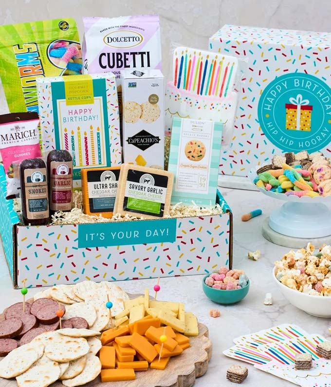 Happy Birthday Sweet & Savory Gift Basket at From You Flowers
