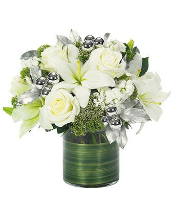 Holiday White Lily & Rose Bouquet