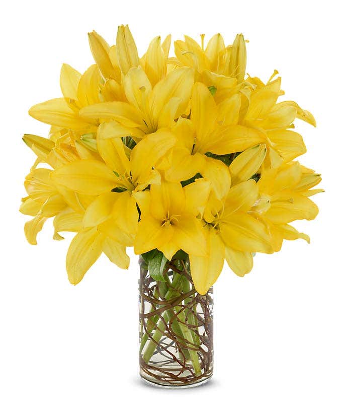 all yellow lily bouquet