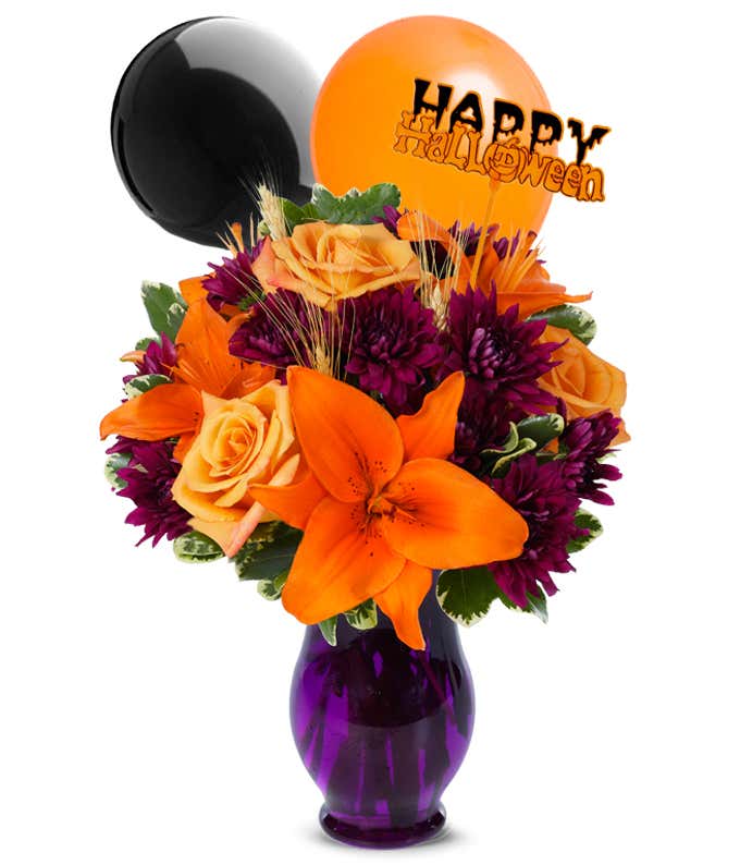 Bright Orange Halloween Surprise Bouquet