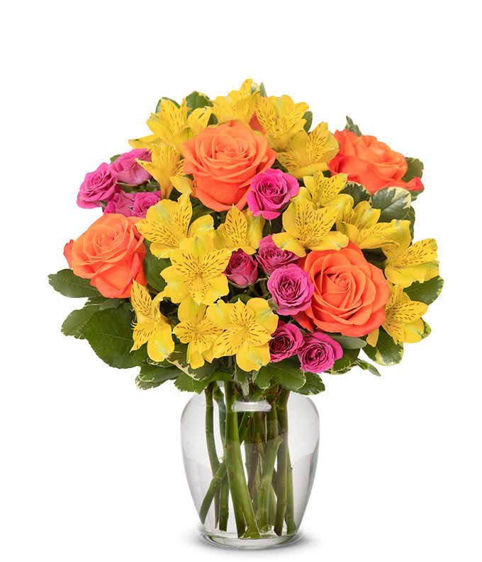 yellow and pink flowers bouquet