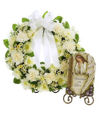 Open Wreath Standing Spray with Stepping Stone