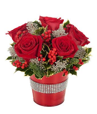 Holiday Rose & Glitter Bouquet