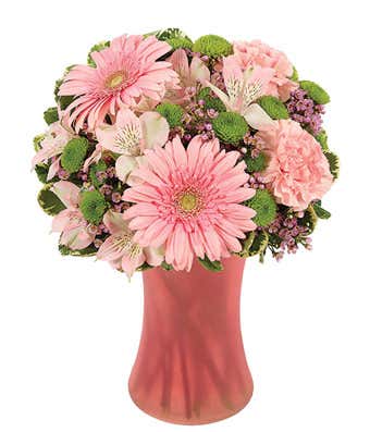 Pink Gerberas, Pink carnations and pink alstroemeria bouquet