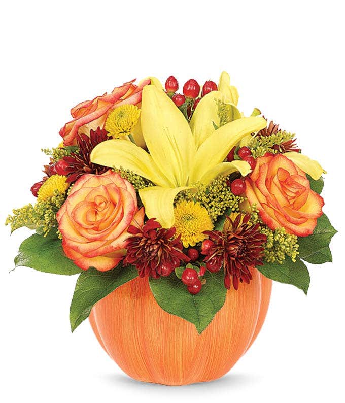 Pumpkin flower arrangement