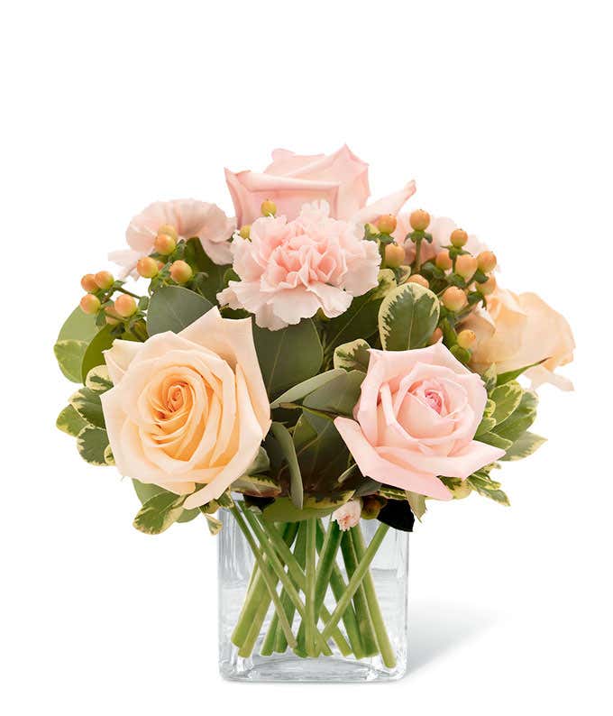 Peach Cream Blush Floral Number - Digit 6 With Flowers Bouquet