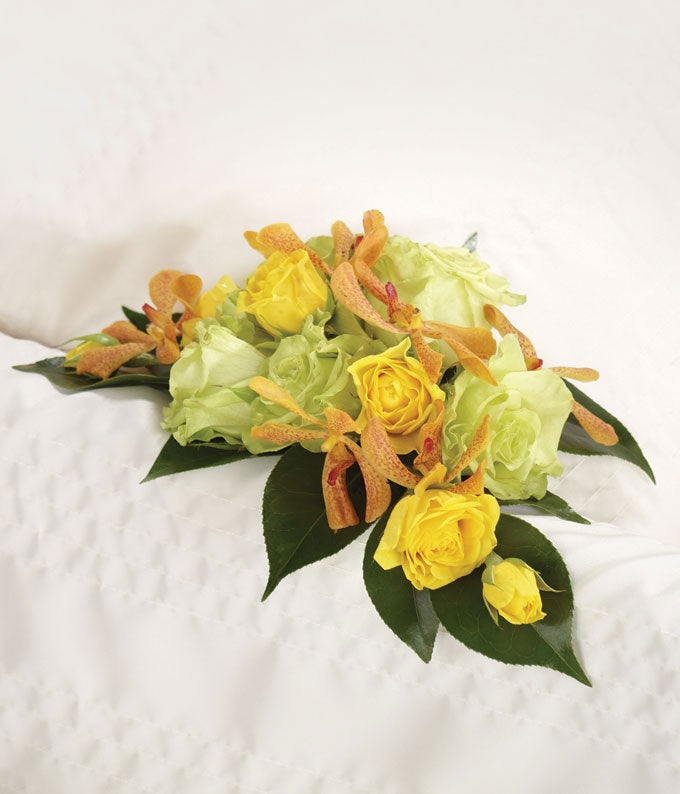 Green and Yellow Floral Casket Adornment
