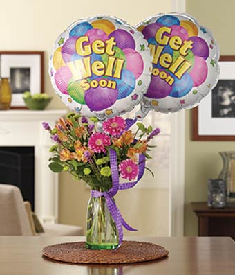 Get Well Spring Bouquet with Balloons