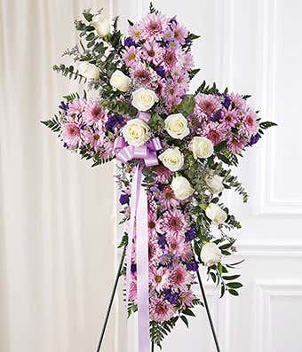 White & Lavender Mixed Standing Cross