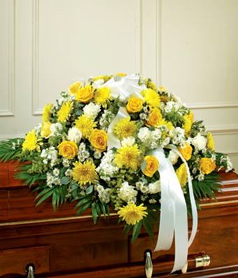 Yellow & White Mixed Half Casket Cover