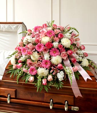 Pink & White Mixed Half Casket Cover
