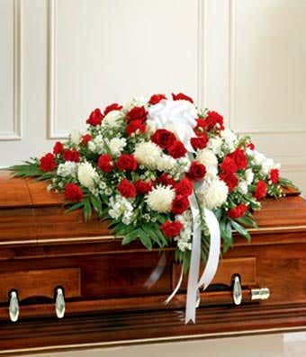 Red & White Mixed Half Casket Cover