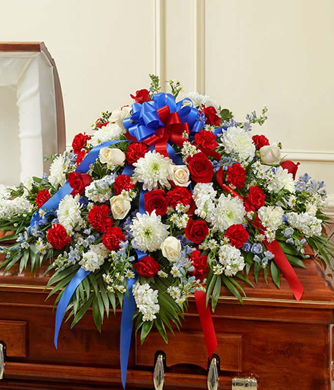 Red White Blue Half Casket Cover