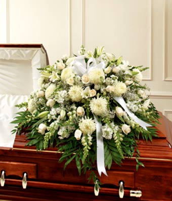 White Mixed Half Casket CoverFuneral
