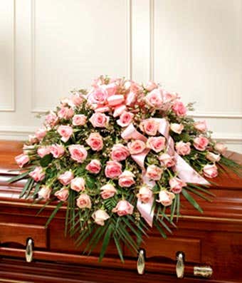 Pink Rose Half Casket Cover