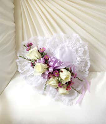 Lavender Satin Heart Casket Pillow