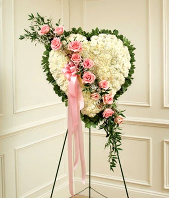 Solid White Floral Standing Heart at From You Flowers