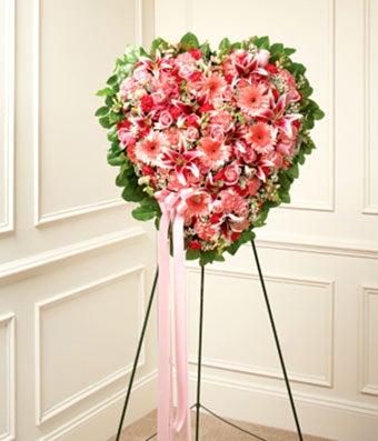 Pink Floral Solid Standing Heart