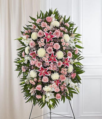 Pink & White Sympathy Standing Spray at From You Flowers