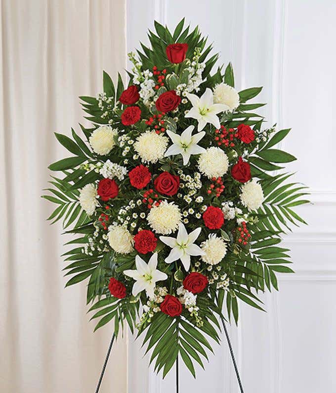 Red White Sympathy Standing Spray At From You Flowers