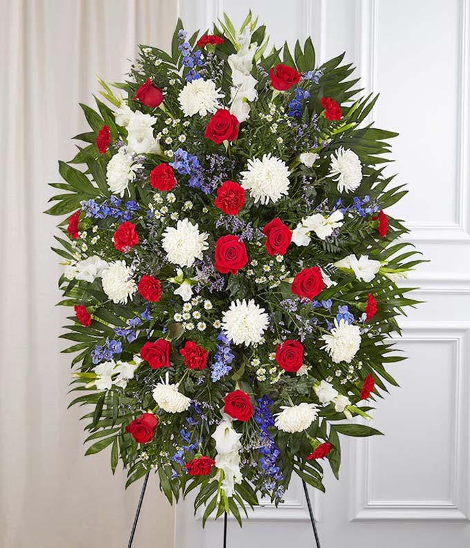 Red, White & Blue Sympathy Standing Spray