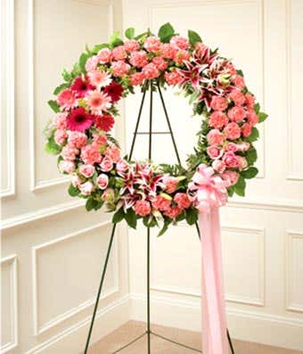 Pink Flower Sympathy Wreath
