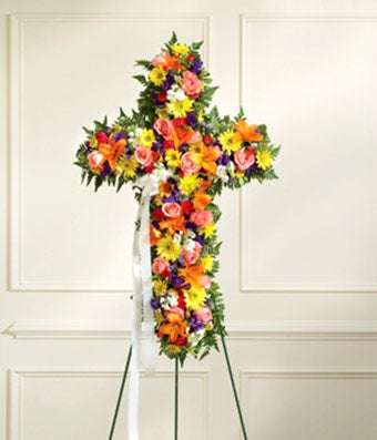 Multicolor Mixed Flower Standing Cross
