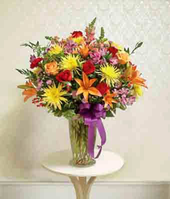 Multicolor Bright Large Sympathy Vase Arrangement