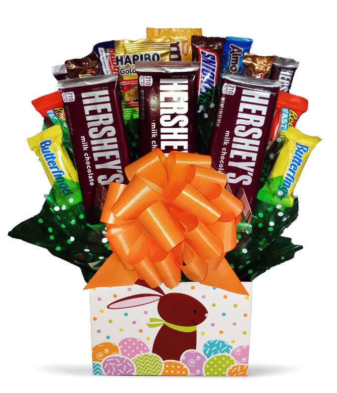 Easter Candy Bar Gift with Milky Ways, Snickers, Skittles and more