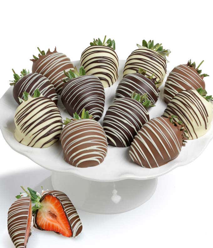 Belgian Chocolate Double Dipped Strawberries - 12 Pieces