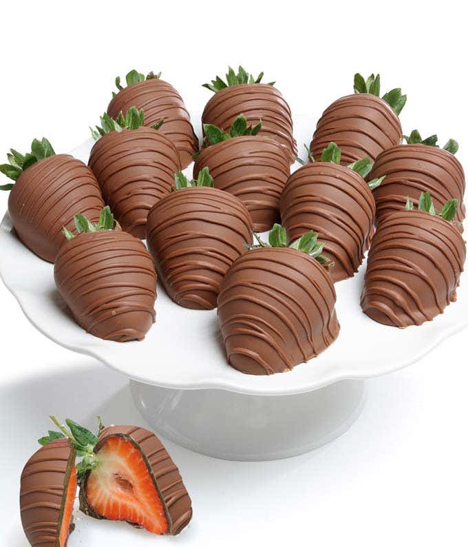 Belgian Milk Chocolate Covered Strawberries - 12 Pieces