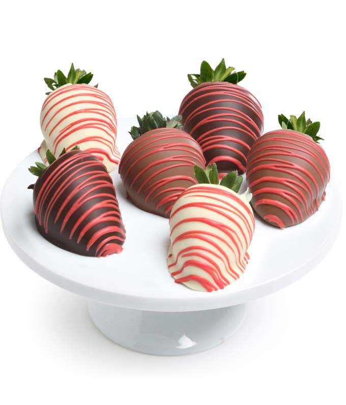 Red Swizzled Chocolate Covered Strawberries 