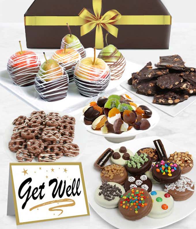 Get Well Belgian Chocolate Covered Fruit Gift Basket