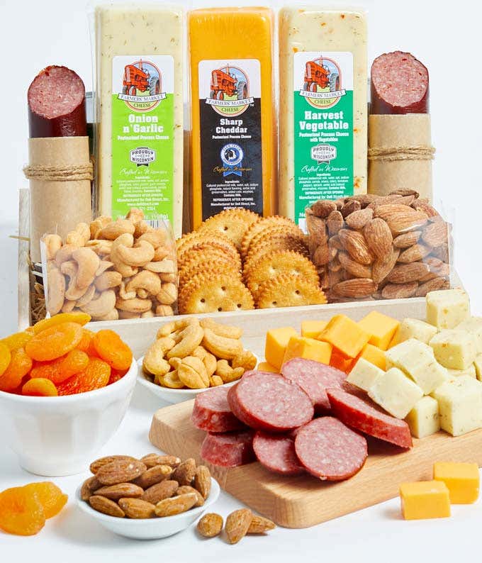 Summer Sausage, Cheese & Nuts Basket
