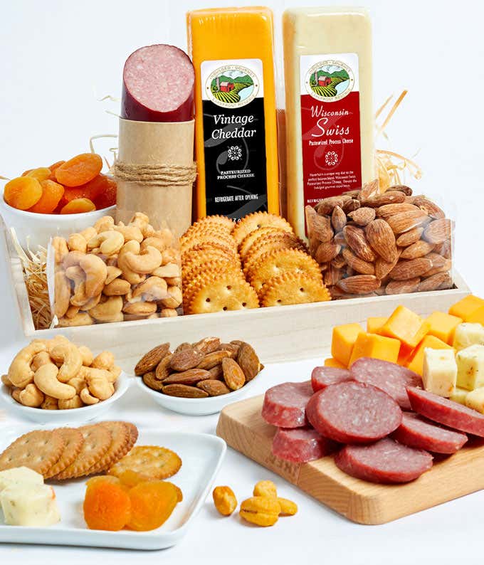 Cheese, Sausage, Crackers, & Nuts Tray