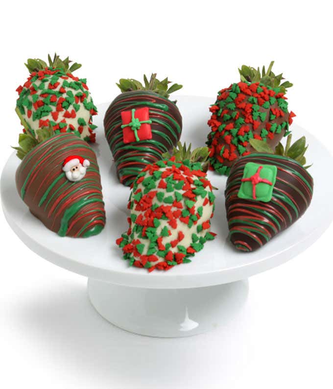Christmas Belgian Chocolate Covered Strawberries - Half Dozen