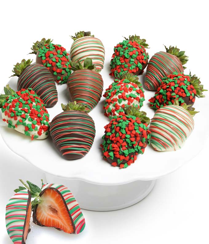 Image of Flowers - Holiday Belgian Chocolate Covered Strawberries - Regular