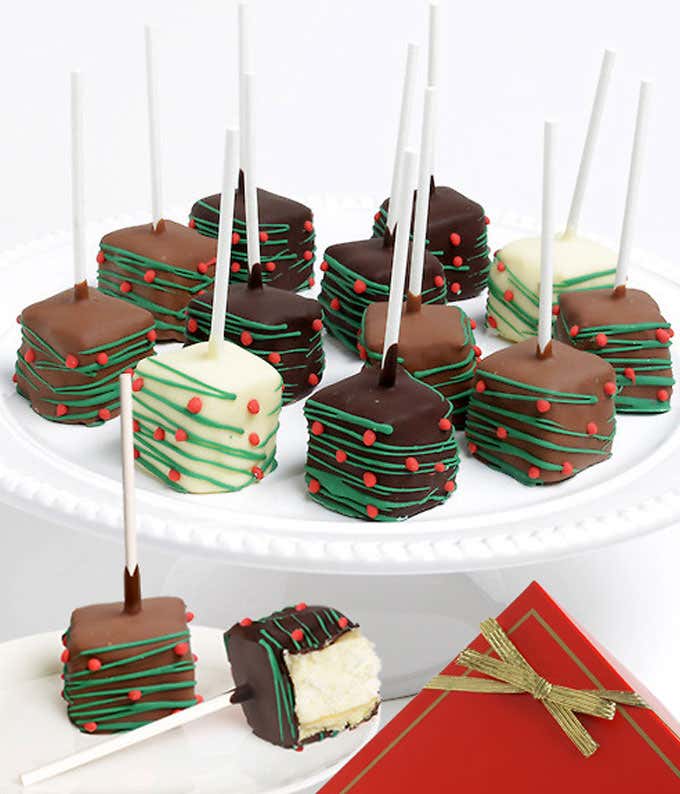 Christmas Belgian Chocolate Covered Cheesecake Pops 