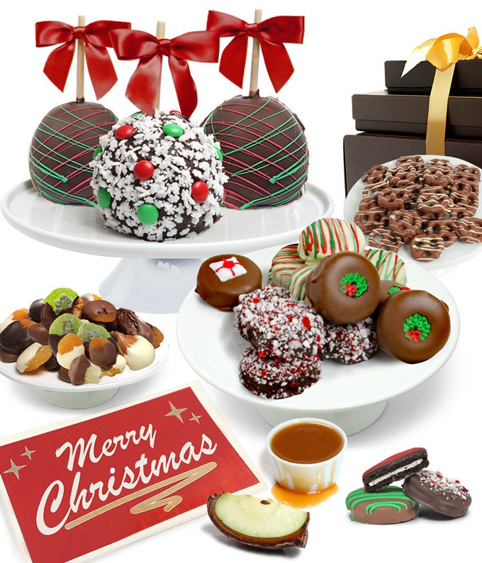 Merry Christmas Belgian Chocolate Covered Fruit Gift Basket at From You ...