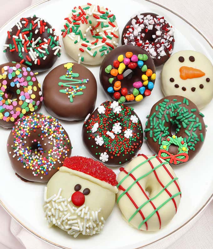 Holiday Belgian Chocolate Covered Mini Donuts