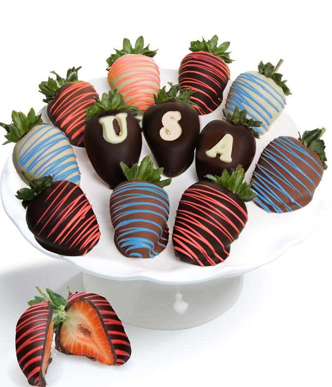 Patriotic chocolate dipped strawberries