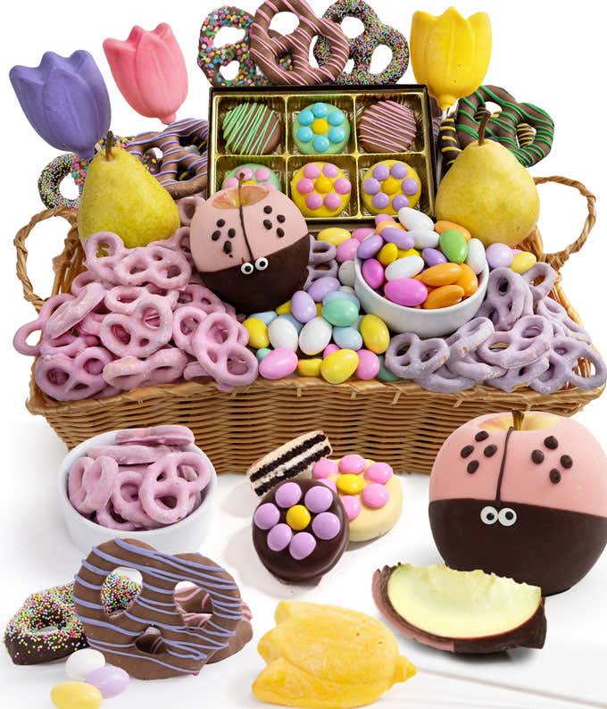 Pastel Fruit & Sweets Gift Basket