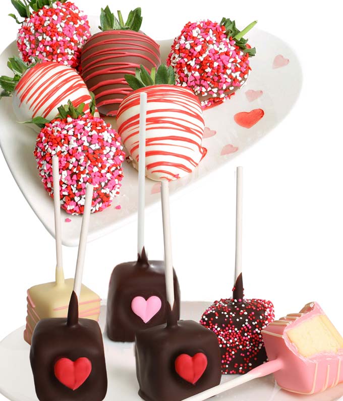 Heart Chocolate Covered Strawberries & Cheesecake Pops (12 ...