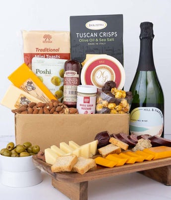 Deluxe Meat & Cheese Gift Box with Sparkling Rosé Wine at From You Flowers