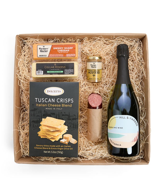 Meat & Cheese Gift Box with Sparkling Wine