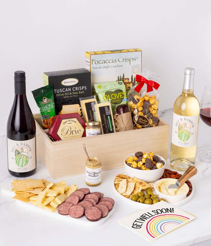 Get Well Soon Charcuterie & Wine Gift Box - Duo